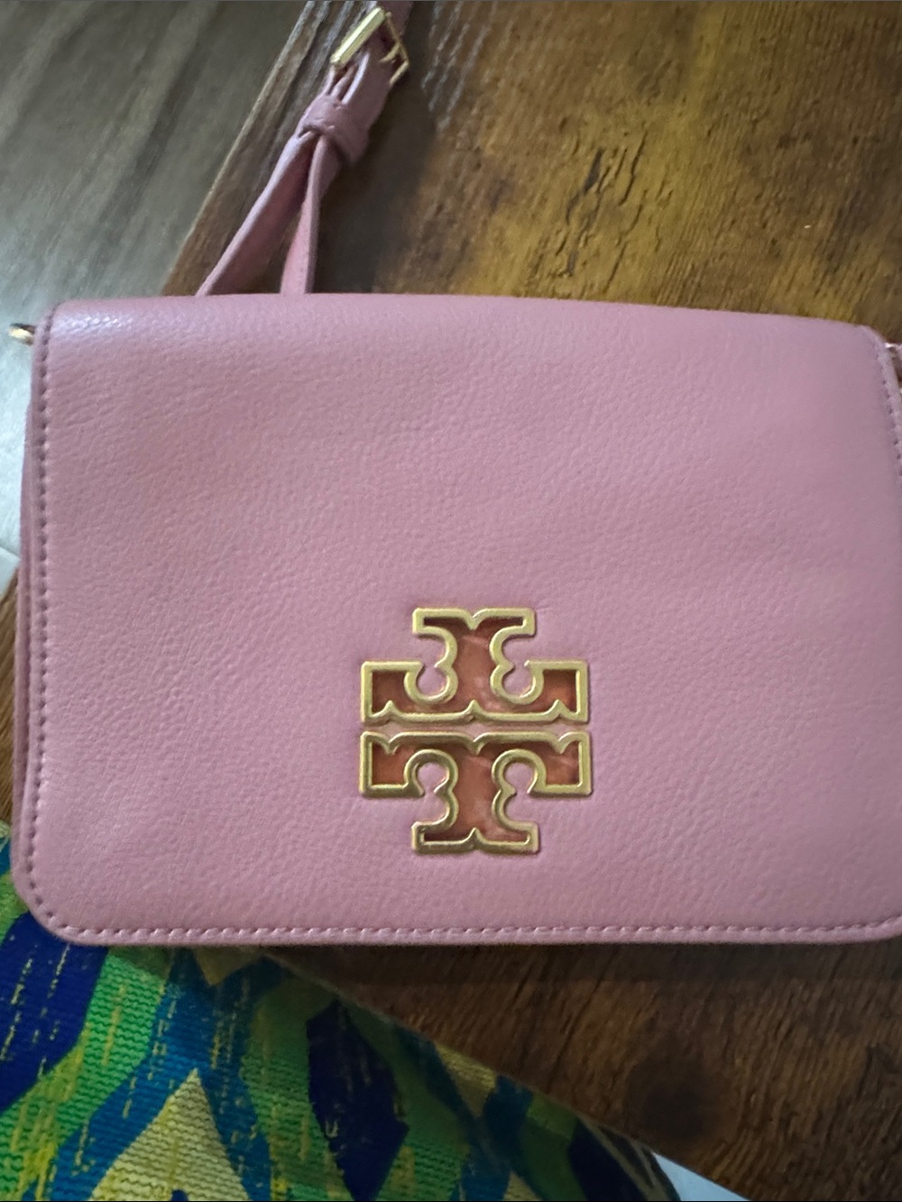 Tory Burch Rose Pink Leather Logo Crossbody